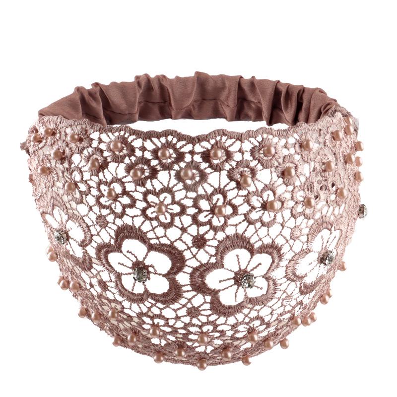 Women's Beaded Rhinestone Wide Headband: White Hair Coverage, Daily Korean Style