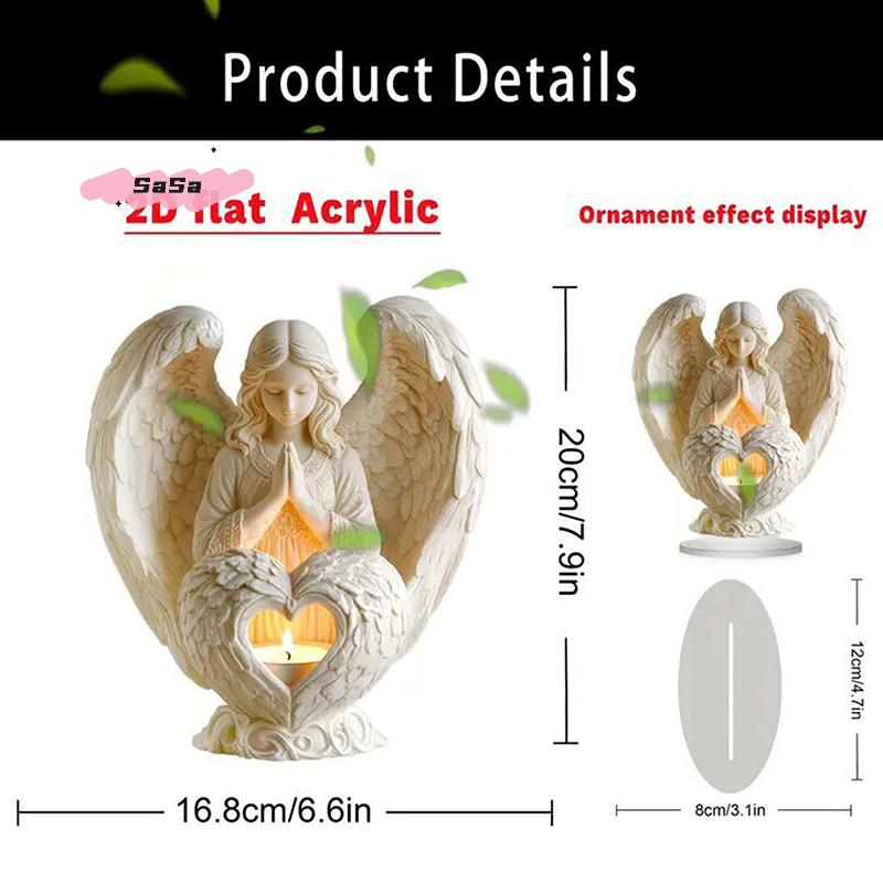 S-1Pc 2D Flat Angel Ornament Christmas Decorative Statue White Acrylic Angel Statue Christmas Ornament Purity Symbol Home Decor