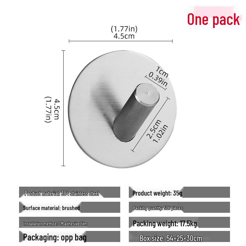 Stainless Steel No-Drill Adhesive Hook for Bathroom/Kitchen – Black