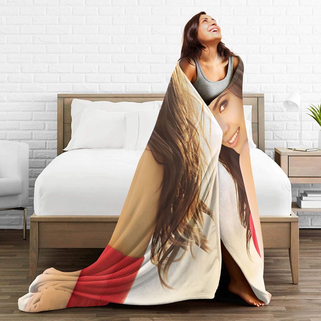 Actor Sofia Carson Blanket Warm Soft Novelty Plush Throw Blanket For Child Bedroom Flannel Bedspread Bed Cover