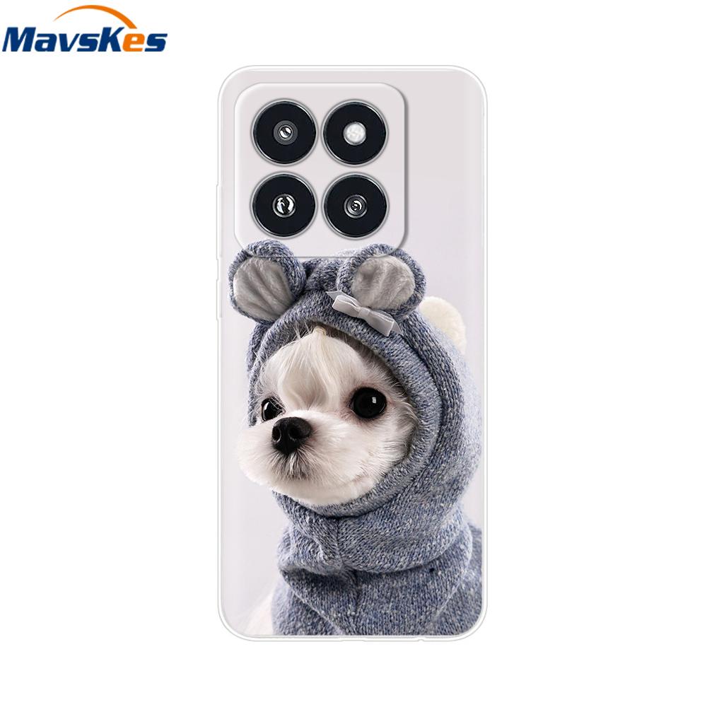 Phone Case For Xiaomi 14 Pro Case Soft Clear Painted Silicone Bumper Capa For Xiaomi 14 13T Mi 13T Pro Protect Transparent Cover
