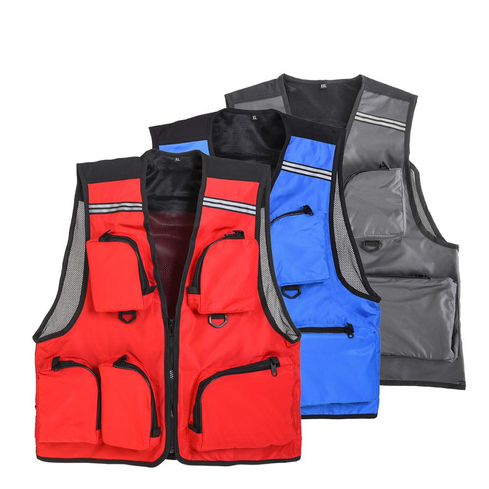 Fly Fishing Vest Breathable Mens Jacket Safety Multi-function Pocket Utility Vest Colete Salva-Vidas Outdoor Sport Fishing Clothings