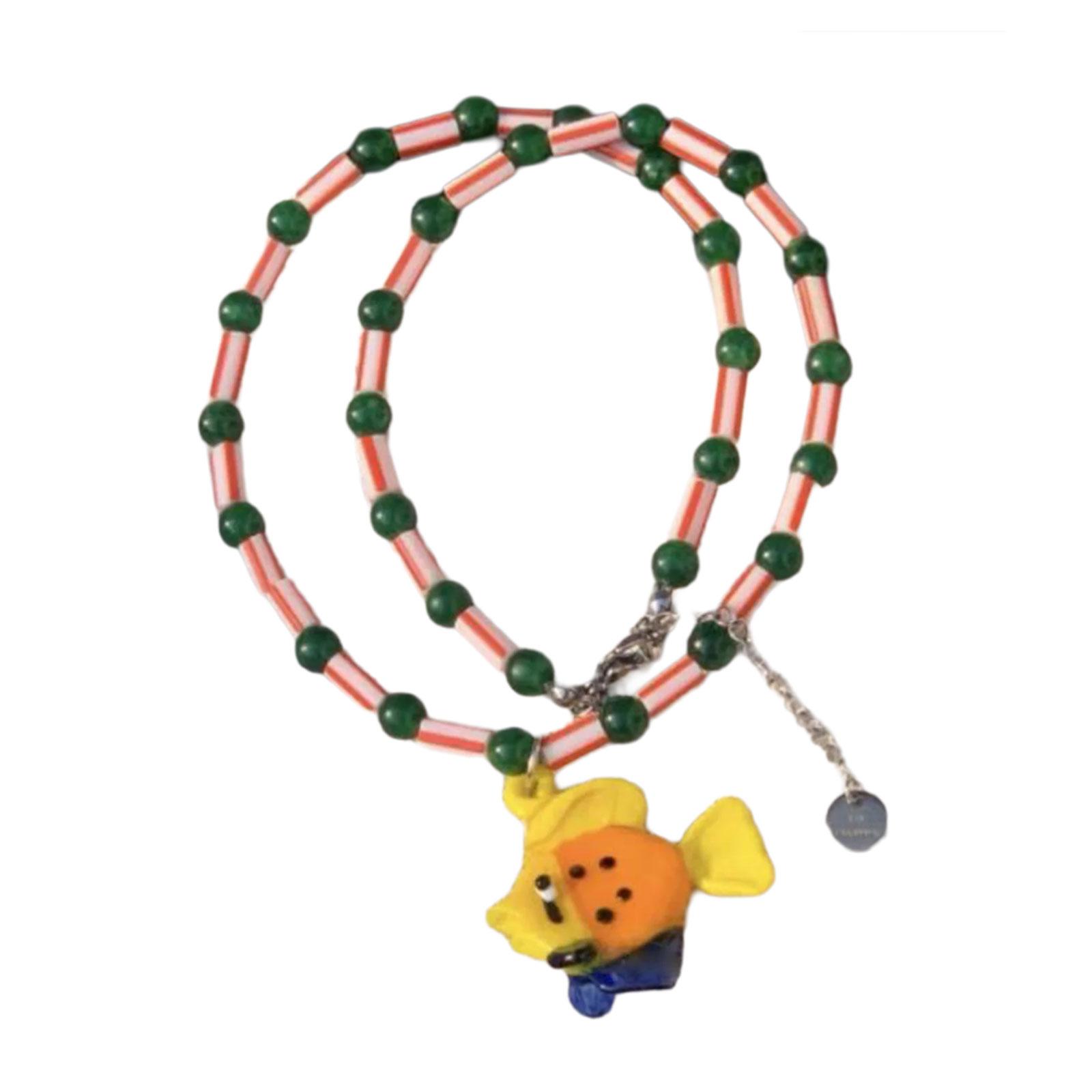 

Океаническое ожерелье из бусин с подвеской в виде рыбки, регулируемая длина, цепочка для ключицы для женщин, модный аксессуар для шеи 2