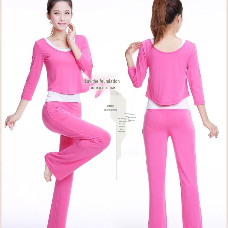 Modal Mid-Sleeve Yoga Suit: Women's 3-Piece Set for Dance & Practice, Comfortable Loose Fit