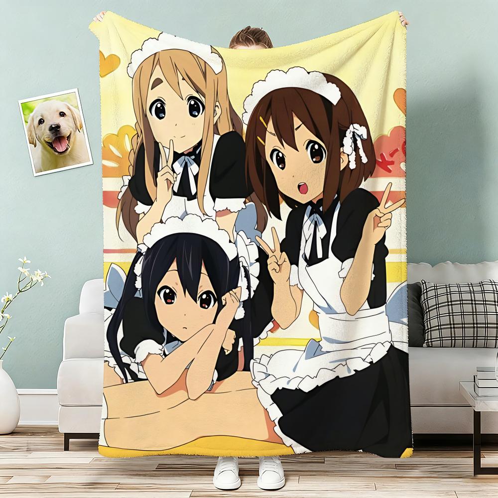 Classic cute Anime K-ON Throw Lightweight 240g Flannel Blanket Soft Skin-friendly for Summer Cooling 75x90cm