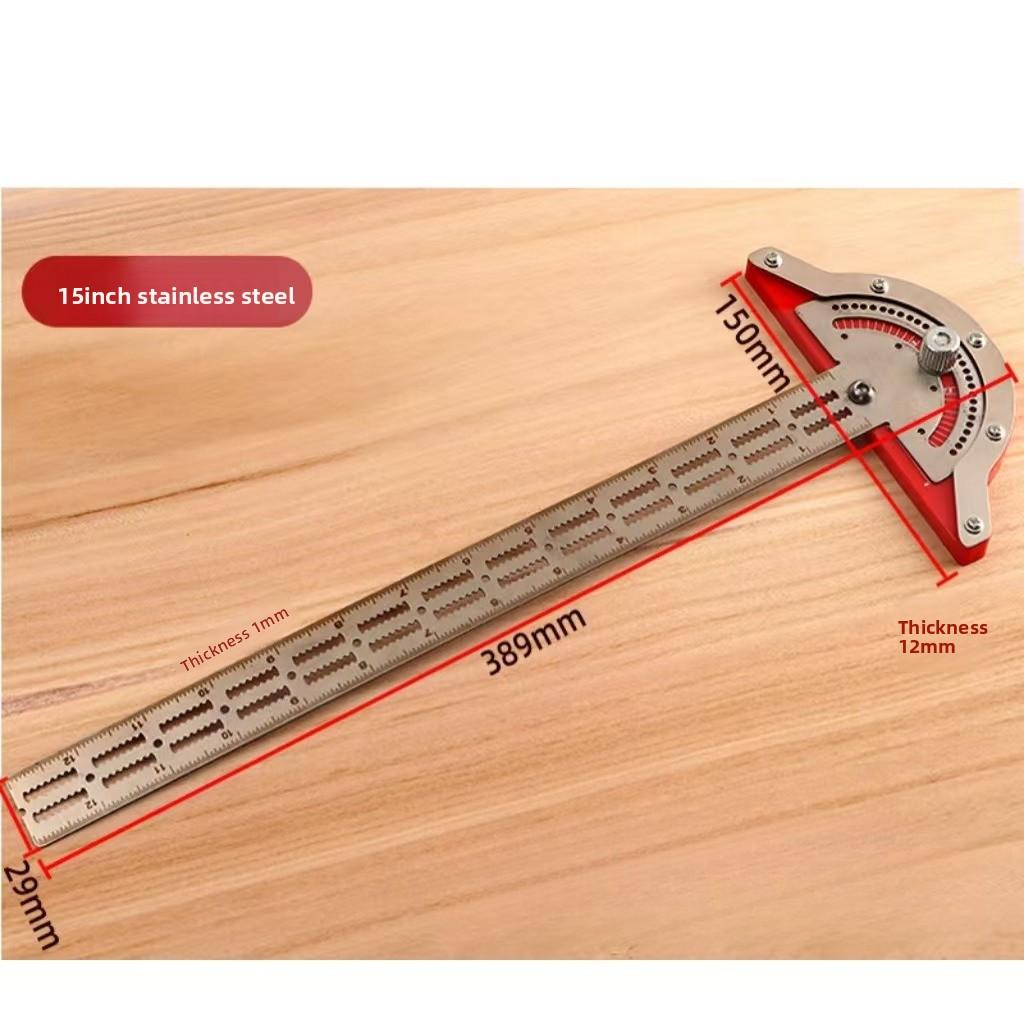 Woodworking Scriber Marking Line Ruler Adjustable Stainless Steel Sliding T-Square Ruler with Adjustable Protractor Angle Finder