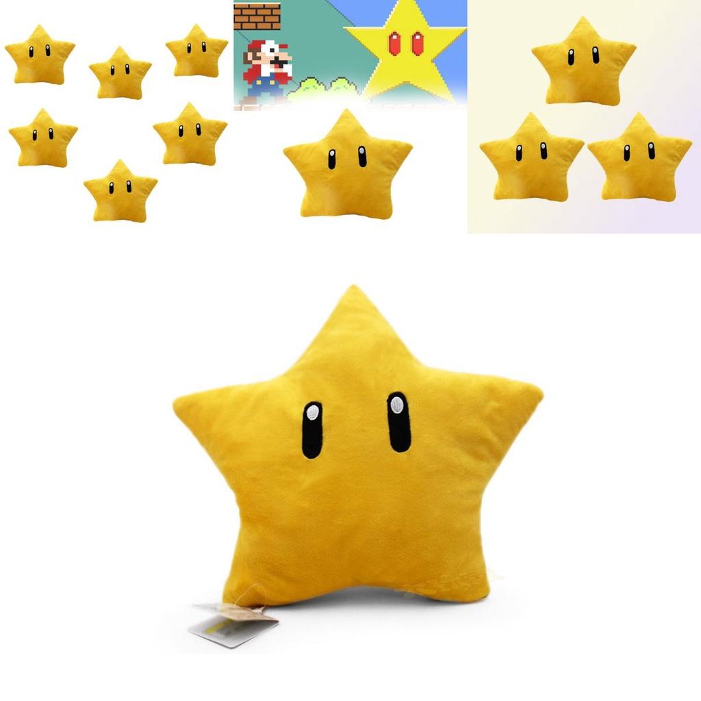 Super Mario Yellow Star Plush Toy 30cm Short Furry Figure