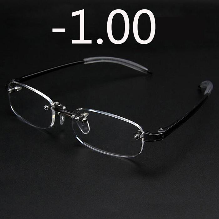 New Frameless Myopic Glasses Gray Frame Eyeglasses Men Women Rimless Super Light Frame Myopia Glasses 100 ~ 400 Degrees