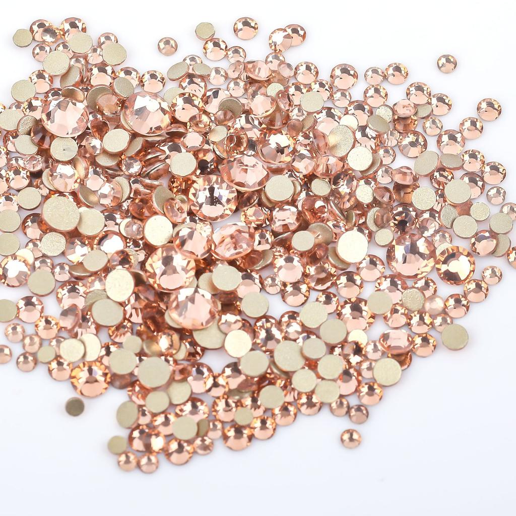 Weichen, Gold Bottom Mixed Glass Flat Bottom Diamond Nail Drill, Decorative Mobile Phone Case Diy Nail Accessories Rhinestone Jewelry