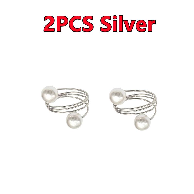 12-2PCS Metal Napkin Ring Imitation Pearls Napkin Buckle Napkin Holders For Wedding Christmas Banquet Home Dining Table Decors