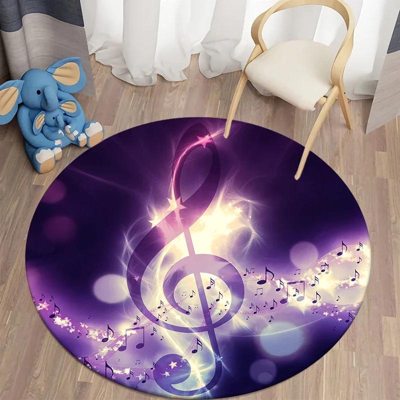 Music Note Round Carpet for Living Room Area Rugs Kids Carpets Non-slip Floor Mat for Kids Bedroom Carpet Children's Play Mats