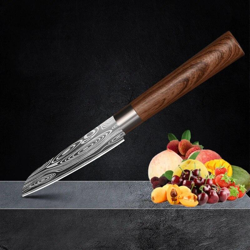 3.5inch Kitchen Knives Meat Cutter Fruit Paring Knife Househould Chef Knife Vegetable Fruit Slicing Knife Damascus Utility Knife
