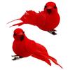 Red Artificial Bird Birds Clip-on Feathered Holiday Simulation Tree Decoration Decors Display Garden Ornaments