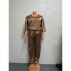 Fashionable Women's Smooth Satin Half Sleeved Upper Suit Two-piece Set