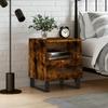 Bedside Table - Maison Exclusive - Smoked Oak - 1 Drawer and 1 Compartment - Metal Legs