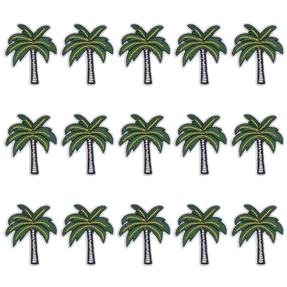 

15Pcs Green Coconut Tree Shape Plant Clothing Iron-on Embroidered Applique Backpacks