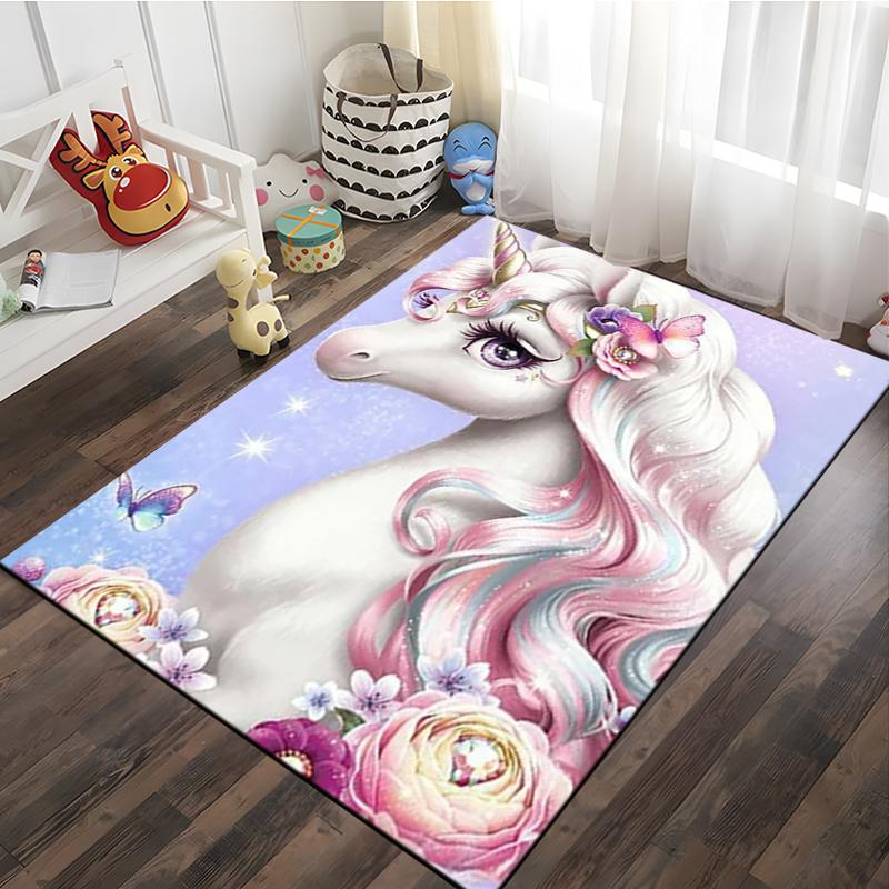 3D Cartoon Pattern Unicorn Rug Large Game Carpet Area for Living Room Kid Bedroom Sofa Kitchen Decorate Child Non slip Floor Mat