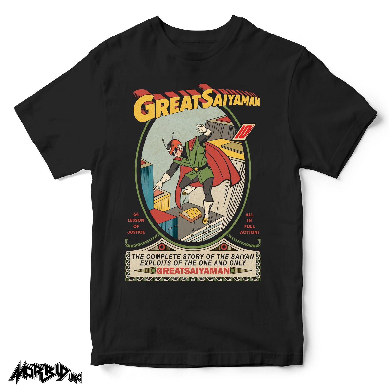 Saiyaman Comic T-Shirt – Son Gohan Retro Anime Graphic Tee XL