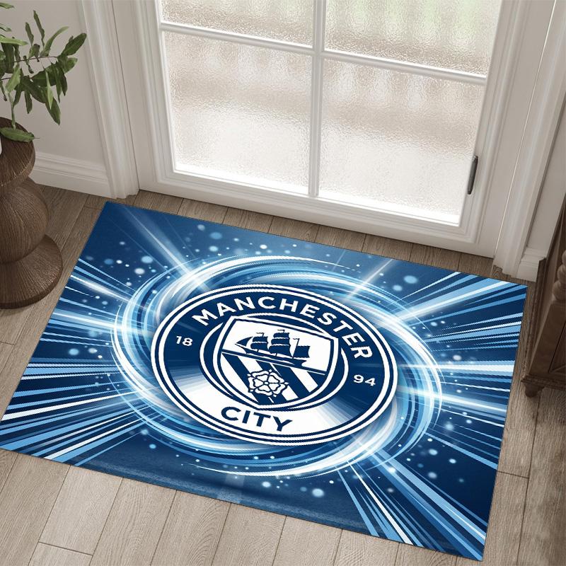 Manchester City Design Crystal Velvet Carpet Cozy Non?Slip Printed Rug For Bedroom Living Room Entrance