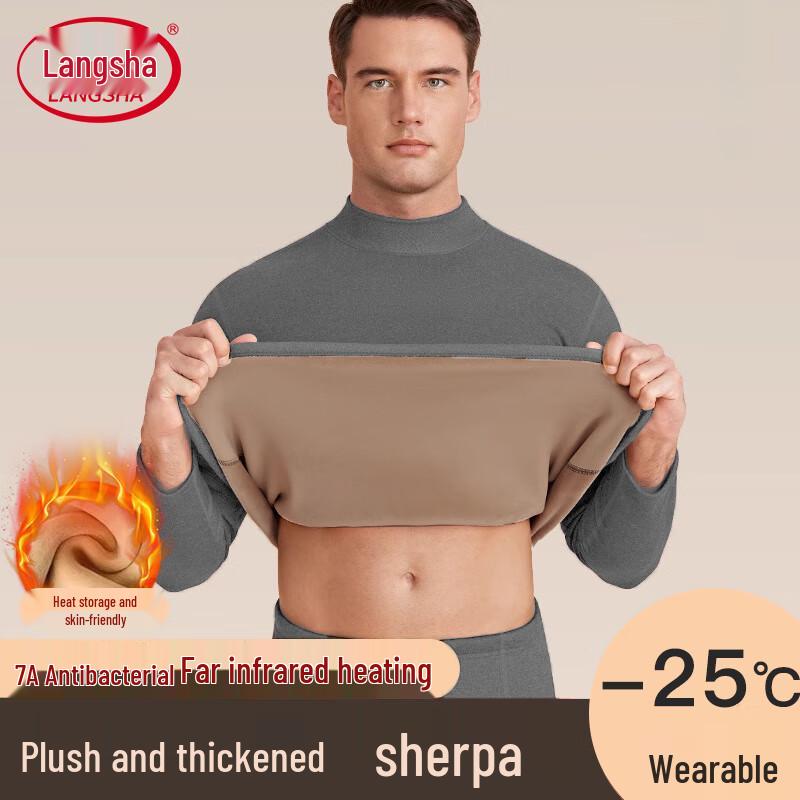 

Langsha Men s Sherpa Fleece Thermal Underwear Set L /170