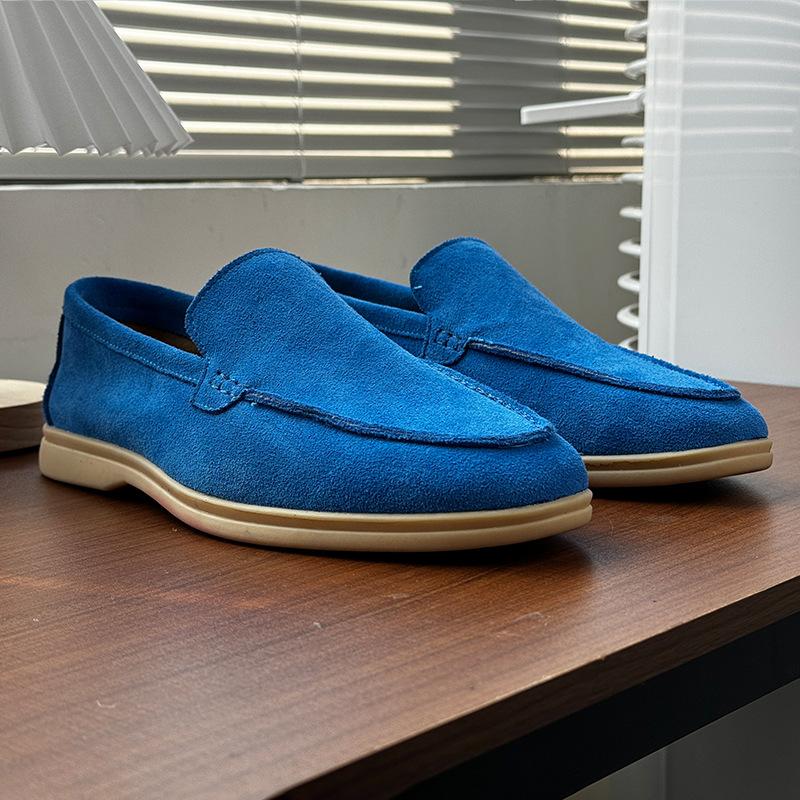Men Classic British Style Loafers Moccasins Cow Suede Genuine Leather Fashion Men's Casual Shoes Mens Outdoor Driving Flats