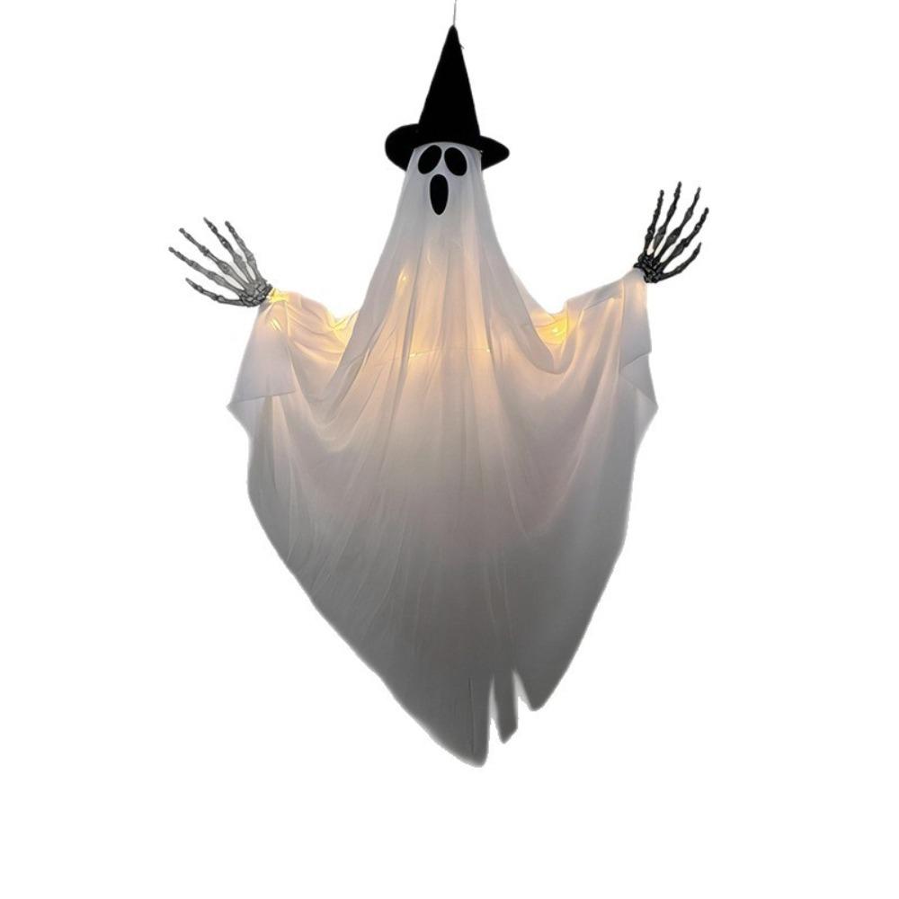 Hanging Halloween Ghost Pendant Spooky Glowing White Ghost Wizard Hat Ghost Halloween Party белый