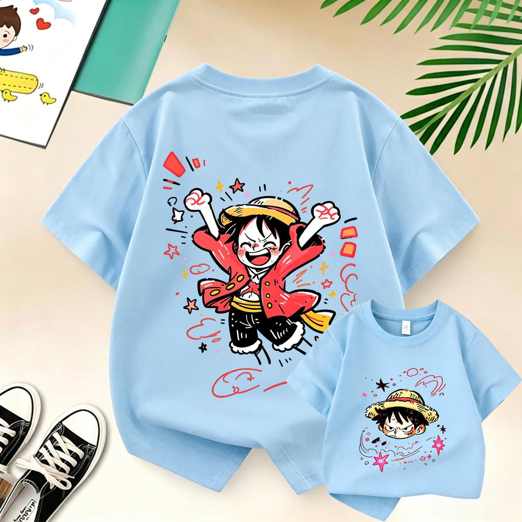 Summer Kids TShirt One Piece AnimeThemed Pure Cotton Printed Tee Cute Casual Style for BoysGirlsPerfect ForGiftingandTravel