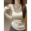 Sweet collar slim fit pure desire to look thin knitted bottoming shirt autumn pit strip age reduction inner top sweater