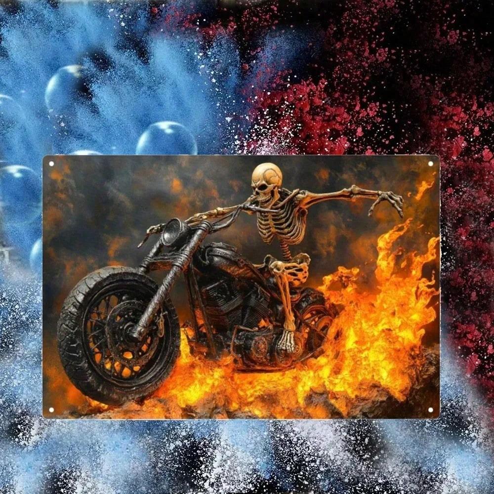Vintage Metal Tin Wall Sign Retro Motorcycle Art Garage Bar Decor