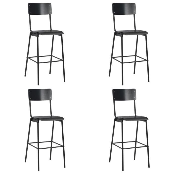 VidaXL 4x Chaises de Bar Tabouret de Pub Tabouret de Comptoir Siège de Bistro Comptoir Salle à Manger Cuisine Noir 3054566