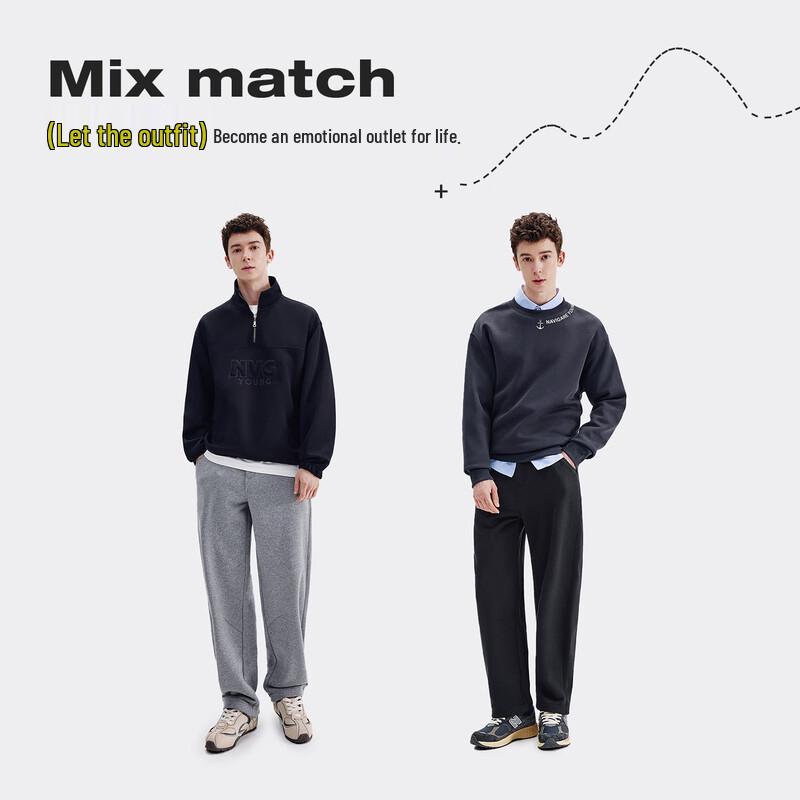 NVG·YOUNG Men's Fleece Lined Drawstring Curved Leg Sweatpants