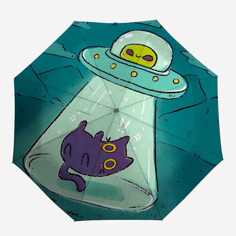 1pc Alien Spaceship Automatic Open/Close Umbrella with One Touch Button,, Windproof Design Lightweight Portable Umbrella for Women & Men6116