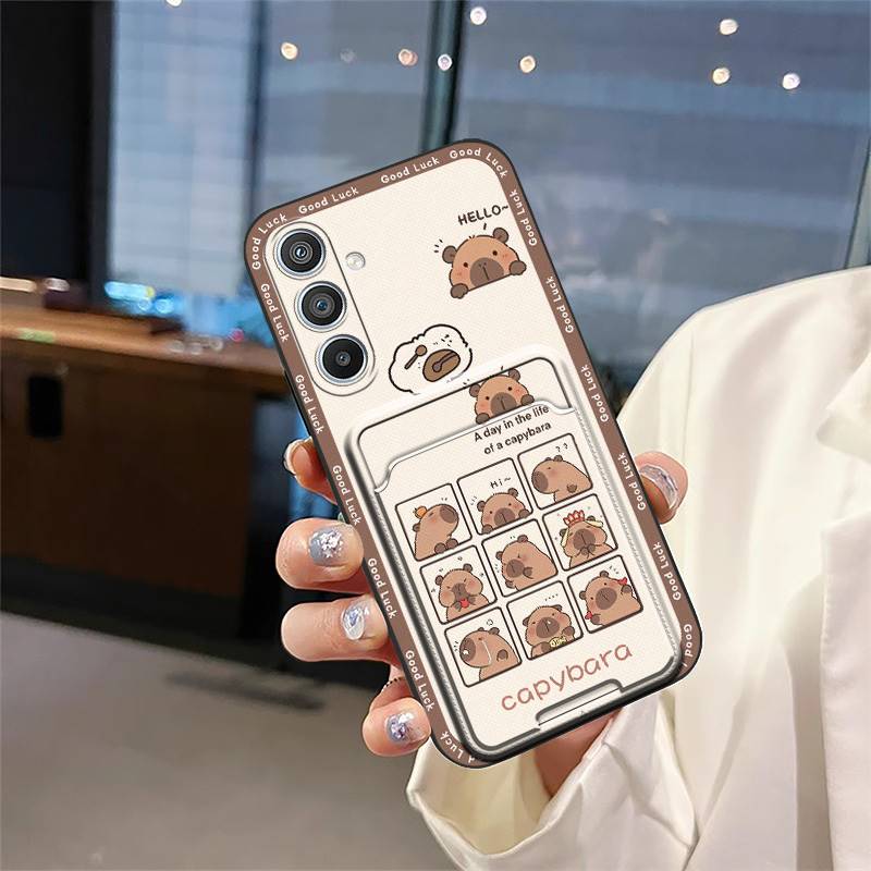 Cartoon TPU Phone Case For Samsung Galaxy S24 Plus/S24+/S24 Pro Card Slot Soft Case Full Wrap Card Bag Anti-dust Durable