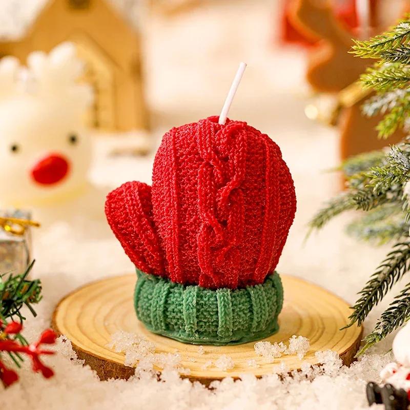 1pc Creative Christmas Gloves Candle Handmade Scented Candle Aromatherapy Soy Wax Candles Party Guest Gifts Home Decoration