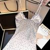2025 Pure Desire Floral Women's Sexy Spaghetti Strap Lace Nightgown with Chest Pad and Short Slit