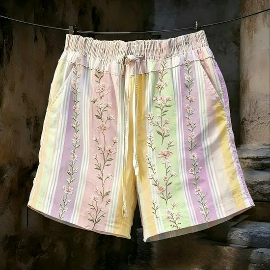 Pantaloncini Casual da Donna con Stampa Floreale Retrò Europei e Americani 2025