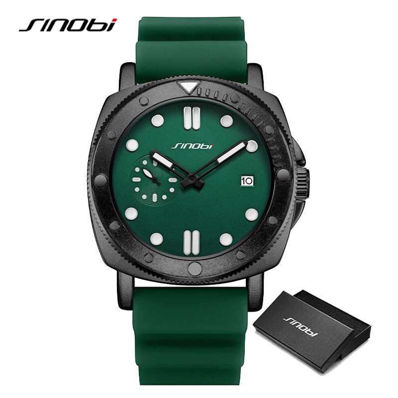 

SINOBI Лучшие брендовые мужские часы Модные стили Спортивные кварцевые наручные часы Лучшие подарки Часы для мужчин зелёный
