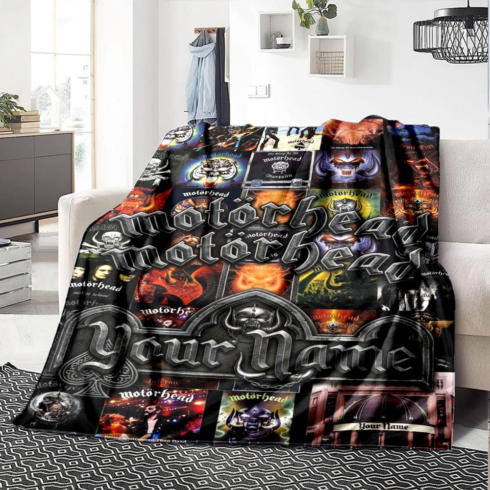 Name Custom Motörhead Print Flannel Blanket High Quality Warm Comfortable Cover for All Seasons Perfect for Gifts Home Decor