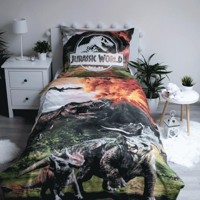 Parure de lit - Jurassic Park - 140x200 cm - 100% coton - Housse avec fermeture à glissière - Enfant