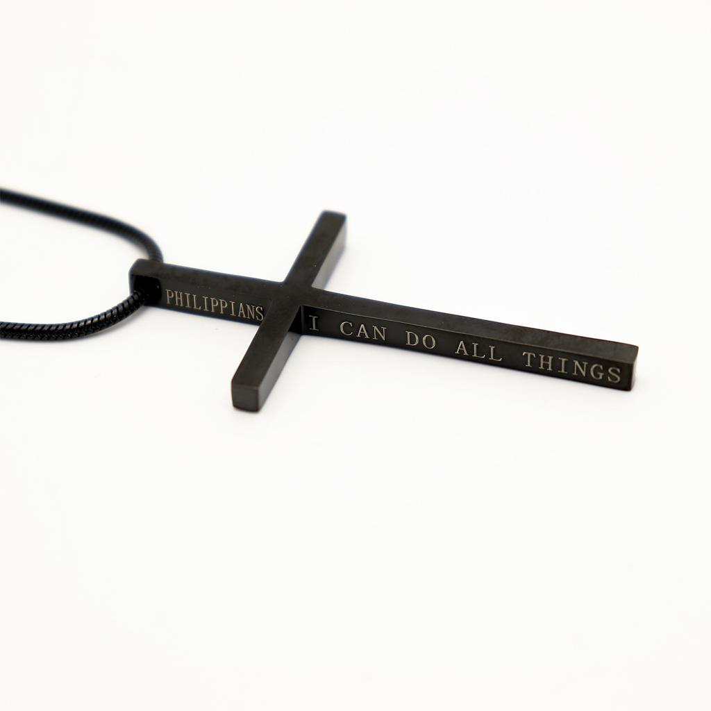 Titanium Steel Lettering Cross Necklace Men'S Titanium Steel Gold-Plated Jewelry Couple Student Pendant Trendy Men'S Necklace Pendant