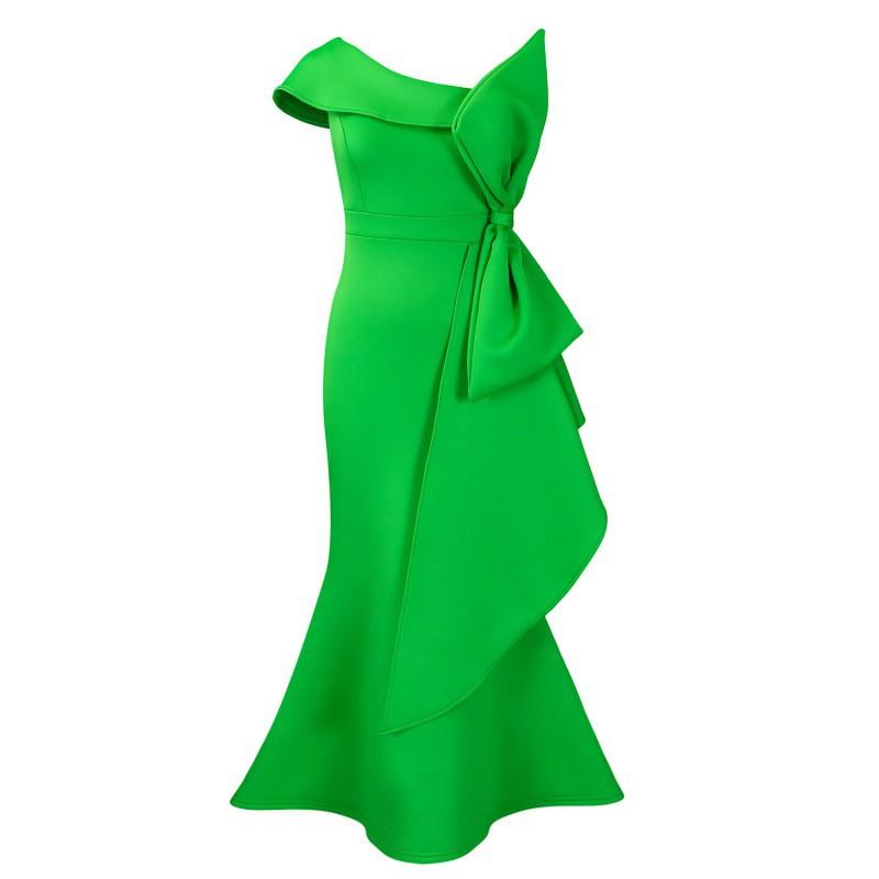 

European American Women s Clothing Fashionable Tube Top Oblique Collar Sexy Slim Evening Dress African S