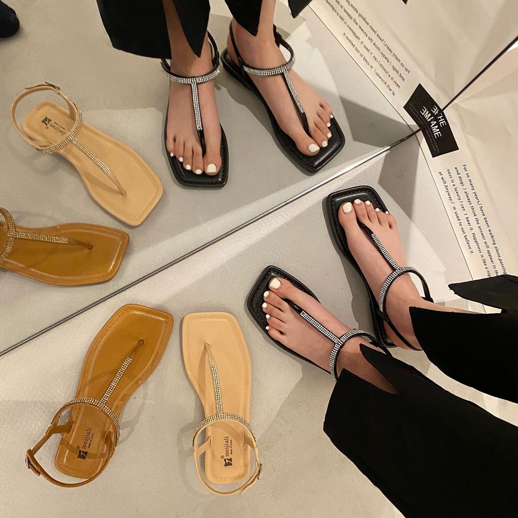 Flat Toe Sandals Girl Shoes New Summer Student Versatile Skirt Fairy Style Roman Shoes