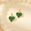 Versatile Green Diamond Heart Chain Necklace - European & American Fashion