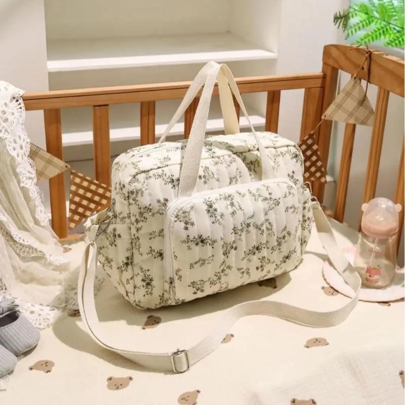 Korea Style Newborn Baby Care Diaper Bag Mummy Shoulder Bag Embroidery Quilted Stroller Diaper Storage Organizer Large Handbags