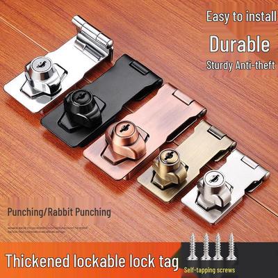 Old-Fashioned No-Punch Hasp Latch Lock for Drawer, Cabinet, Wardrobe, Desk, and Door.
