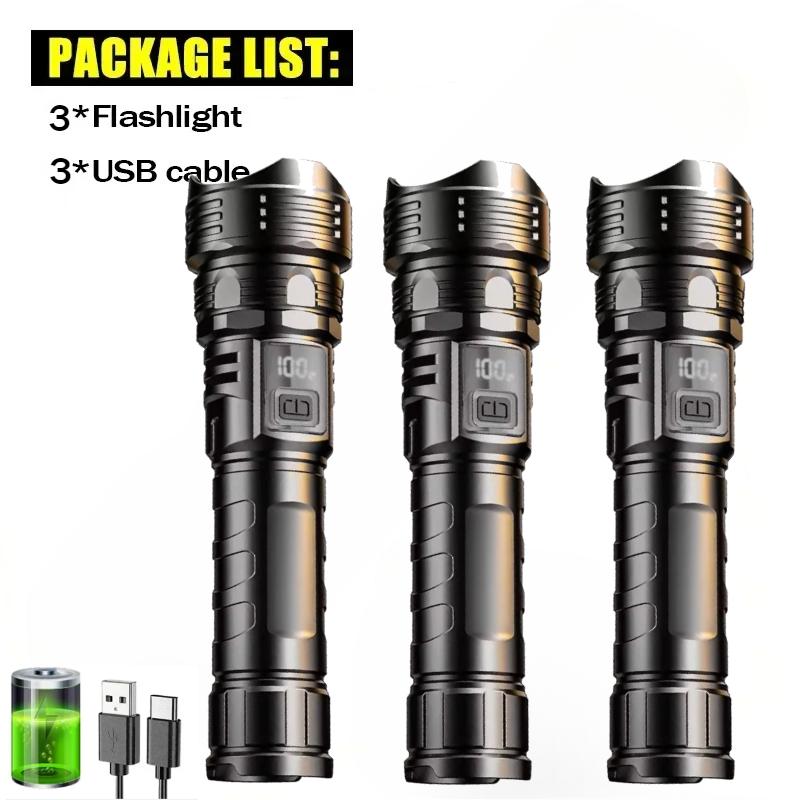 New USB Rechargeable LED Flashlights High Power Portable White Laser Telescopic Zoom Torch Lamp Outdoor Camping Fishing lights