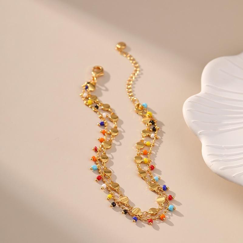 Bohemian Candy Color Rice Bead Ethnic Style Exotic Anklet For Women