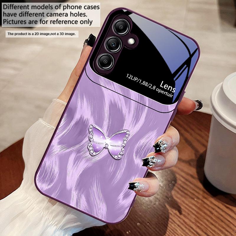 Rosa Diamant Schmetterling Für Samsung A73 72 71 A70 56 55 54 A53 52 51 50 42 A35 A34 33 32 31 26 25 24 23 22 30 Glas Handyhülle
