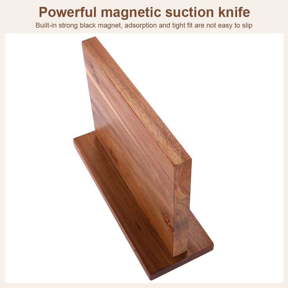 Magnetic Knife Holder for Kitchen Counter with Extra Strong Magnet Double-Sided Wooden Knife Storage Stand Universal Knife Stand