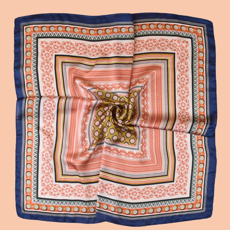 High Quality Summer Hijab Scarf Women Silk Imitation Neckerchief Hair Bands Foulard Woman Shawls Wraps Ribbon Square Bandanas